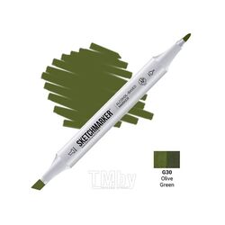 Маркер перм., худ. двусторонний, G30, зеленый оливковый Sketchmarker SM-G30