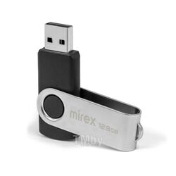 USB-флеш-накопитель 128GB USB 2.0 FlashDrive SWIVEL BLACK Mirex 13600-FMURS128