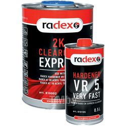 Лак акриловый - Express(2:1), быстросохнущий, прозрачный. Используется с отвердителем (RADEX VR 5 (RAD810105), 1 л RADEX RAD810002