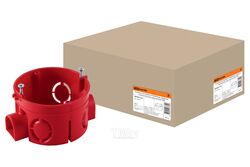 Установочная коробка СП D68х42мм, саморезы, стыковочные узлы, красная, IP20, TDM SQ1402-1116