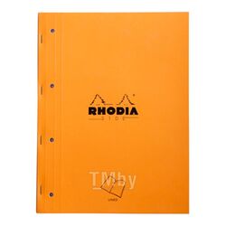 Блокнот А4+ 223*297 мм, 80 л., лин. скоба сбоку, обл. карт., оранжевый Rhodia 118014C