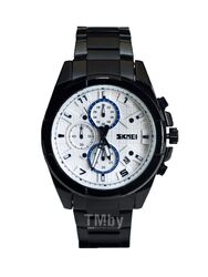 Кварцевые часы SKMEI 9109 белый циферблат, черный ремень