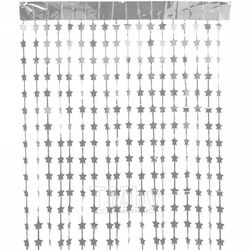 Новогоднее украшение Серпантин Занавес Звезды 1 м фольгированный (серебристый) 202-304