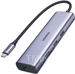 Док-станция UGREEN USB-C to USB-A 3.0 + HDMI (4K@30Hz) + RJ45 Gigabit +SD/TF + PD Converter CM512 (90568)