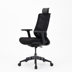 Кресло для руководителя Nature II, каркас черный, подголовник, ткань черный, 3D подлокотники, слайдер Chair Meister