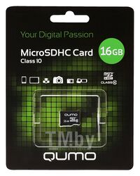 Карта памяти QUMO MicroSDHC 16GB Сlass 10 без адаптера QM16GMICSDHC10NA