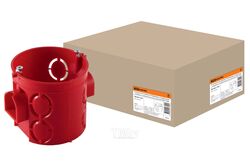 Установочная коробка СП D68х62мм, углубленная, саморезы, стыковочные узлы, красная, IP20, TDM SQ1402-1106