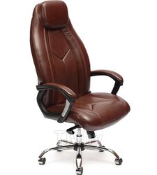Кресло BOSS люкс (хром) кож/зам, коричневый/коричневый перфорированный, 36-36/36-36/06 (9816)