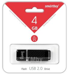 Карта памяти USB (флэш-накопитель) 4Gb Quartz series Black USB 2.0 Flash Drive с колпачком SmartBuy SB4GBQZ-K