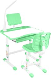 Парта+стул Anatomica Ara с подставкой для книг, светильником и выдвижным органайзером (белый/зеленый)