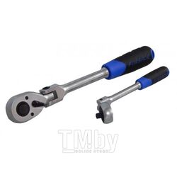 Трещотка реверсивная, шарнирная 1/4"L-200мм с резиновой ручкой (72зуб) Forsage F-802218