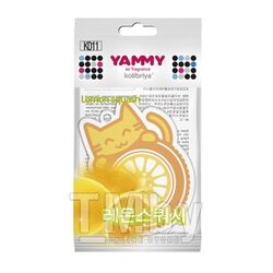 Ароматизатор подвес. YAMMY картон с пропиткой Котик аромат "Lemon Squash", Корея K011