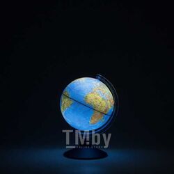 Глобус D=21см с физической картой Земли Классик Евро Рельефный с подсветкой от батареек, голуб.подставка ГЛОБУСНЫЙ МИР Ве022100502