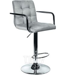 Стул (кресло) барный Kingstyle Logos Arm GB, основание хром + подлокотники, велюр Seven 12 (темно-серый)