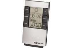 Метеостанция комнатная "Климат 1" вертикальная, термометр, гигрометр, будильник, серебро, TDM SQ4006-0001