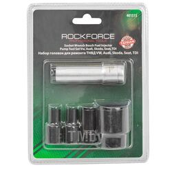 Набор головок для ремонта ТНВД (головка 3-х гранная: 3/8"-6.5, 7.5, 13мм, 1/2"-26мм; головка 2-х гранная 1/2"), в блистере Rock FORCE RF-401515