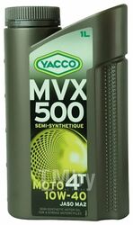 Масло моторное полусинтетическое 1 л - API SN JASO MA2 YACCO 10W40 MVX 500 4T/1