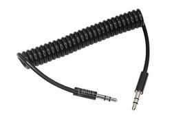 Аудиокабель AUX 3.5 мм шнур спираль 1 м черный REXANT 18-4010