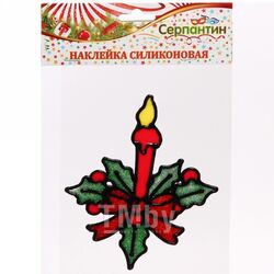 Наклейка на окно Серпантин Свеча 15х18 см (зеленый/красный) 185-0022