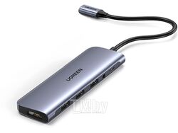 Хаб UGREEN USB C to 3xUSB 3.0+HDMI+3.5mm (2-in-1)+PD Adapter CM136 (80132)