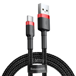 Кабель Baseus Cafule Cable USB For Type-C 2A 2M Red+Black (CATKLF-C91)
