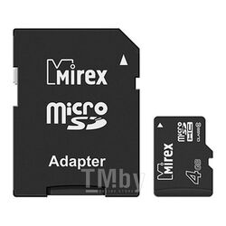 SD Card Micro 4Gb Mirex с адаптером (class 10) 13613-AD10SD04