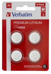 Батарейка CR2032 Verbatim литиевая блистер 4 шт. 49533