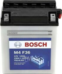 Аккумулятор для мототехники BOSCH MOBA FP M4F 12V 14AH 190A (YB14L-B2) 136x91x168mm 5.14kg BOSCH 0092M4F360