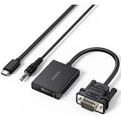 Конвертер UGREEN CM513-50945, VGA (M) to HDMI (F) + аудио порт 3,5mm + порт питания Micro USB; Black