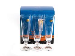 Набор бокалов для шампанского стеклянных "bella" 6 шт. 205 мл Crystalex 40412/Q9480/Q9481/Q9482/205