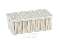 Ящик для хранения с крышкой ВЯЗАНИЕ 95x150x270мм (белый) (IDEA)