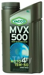 Масло моторное полусинтетическое 1 л - API SN JASO MA2 YACCO 15W50 MVX 500 4T/1
