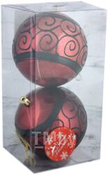 Набор шаров новогодних Зимнее волшебство Черные кружева / 3276702 (2шт, бордовый)