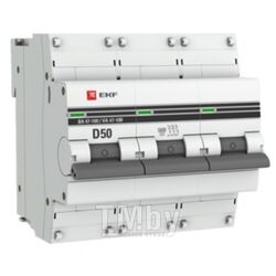 Автоматический выключатель ВА 47-100, 3P 50А (D) 10kA EKF PROxima mcb47100-3-50D-pro