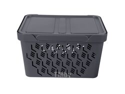 Ящик для хранения пластмассовый с крышкой "Deluxe" серый 18 л/38x27,6x22 см Эконова