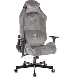 Кресло игровое Knight N1 Fabric серый Light-19 с подголов. крестов. металл