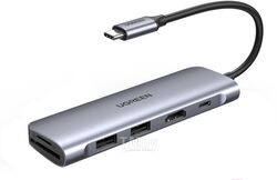 Хаб UGREEN USB-C to 2 Ports USB3.0-A Hub + HDMI + TF/SD with PD Power Supply CM195 (Space Gray) (70411)