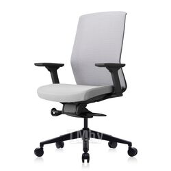 Кресло для руководителя BESTUHL J1, черн. рама, без подголовн., регул. подлокотн., спинка-сетка, сиденье-ткань, крест.-пластик, серый C3-J1G120M-B66-B1