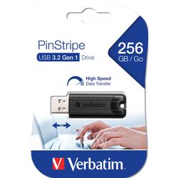 Карта памяти USB Flash 3.2 256 Gb "PinStripe Store n Go" пластик, черный Verbatim 49320