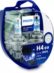 Комплект галогенных ламп H4 12V Racing Vision GT200 2шт короб (повышеная яркость 200% дальность луча 80м) Philips 12342RGTS2