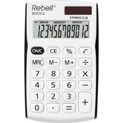 Калькулятор карманный 12р. SHC312+BK Rebell белый/черный 105*64*9 мм