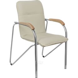 Кресло модель Самба КС 1 арт. PMK 000.457, Пегассо Крем (подлокотники дерево светлое)
