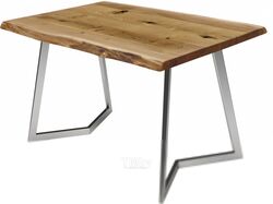 Обеденный стол Buro7 Уиллис с обзолом и сучками 150x80x74 (дуб натуральный/серебристый)