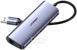 Хаб UGREEN USB-A to 3xUSB 3.0+RJ45(1000M)+Micro USB Multifunction Adapter CM252 Gray (60719)