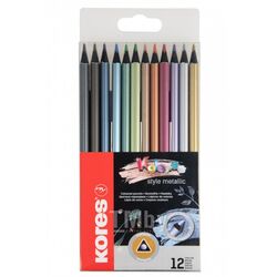 Цветные карандаши 12 шт. "Kolores Metallic Style" трехгран. Kores 93316