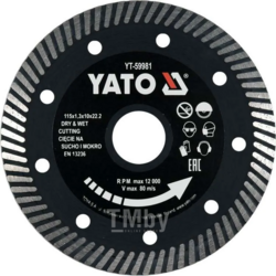 Круг алмазный для керамогранита 115x22.2x1.3мм Yato YT-59981