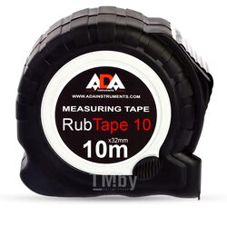 Рулетка ударопрочная ADA RubTape 10 с полимерным покрытием ленты (сталь, с двумя СТОПами, 10 м) А00154