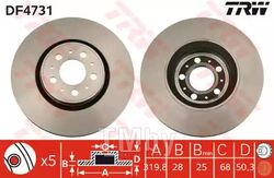 Тормозной диск VOLVO S60 (2000-), S80 (1998-), V70 II (2000-), XC70 (2000-) F TRW DF4731