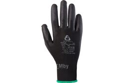 Защ. перчатки из полиэфирной пряжи c полиуретановым покр., цвет черный, размер M 12пар Jeta Safety JP011b/M