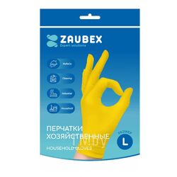 Перчатки латексные хозяйственные р-р L желтый Zaubex HLG70-40